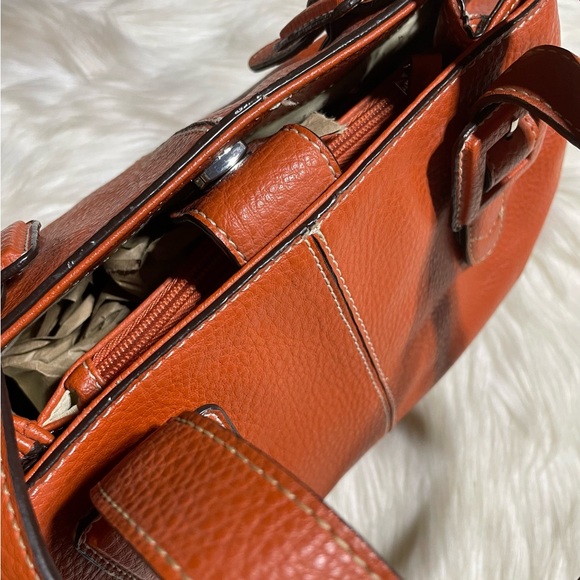 Liz Claiborne Dark Orange 3 pocket Satchel -Never used #H-5 - Picture 6 of 9
